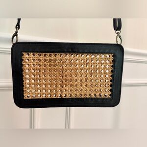 Black and Tan Cane Woven Women's Bag